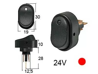 KEINUKYT.OVAL 0-1 LED PUN 24V - Yleisosat ja tarvikkeet - 53600 - 1