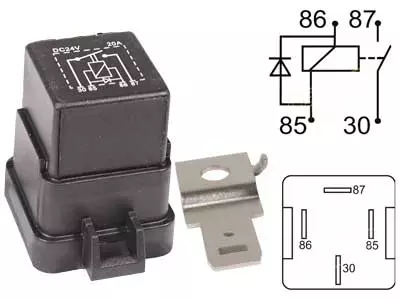 RELE 24V 40A DIODILLA,HAMEELLA - Yleisosat ja tarvikkeet - 69840 - 1