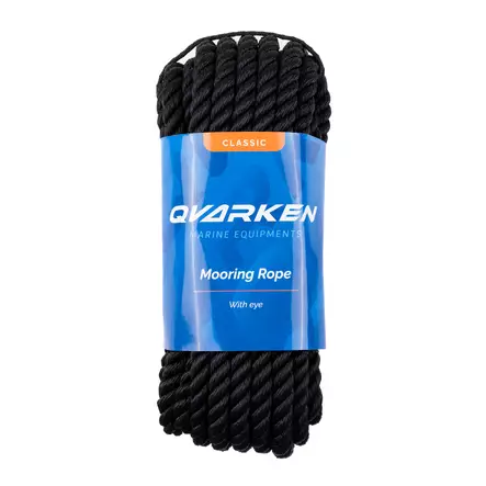 Qvarken Kiinnitysköysi Classic silmukalla 14mm 6m musta - Veneen kiinnitys - 111690 - 1