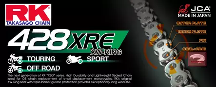 RK 428XRE XW-rengasketju +CL (jousil.) - Moottoripyörän Ketjut & rattaat - 87860 - 1