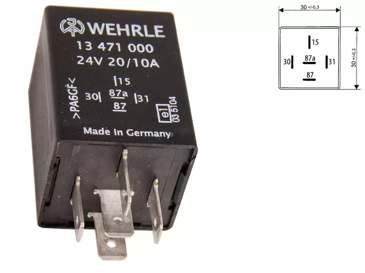 ASKELRELE WEHRLE 24V 5-NAP. 20/10A +OHJAUS - Yleisosat ja tarvikkeet - 71381 - 1