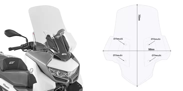 GIVI SPOILER BMW C400GT (2019) - Moottoripyörän Tuulisuojat - 113351 - 1
