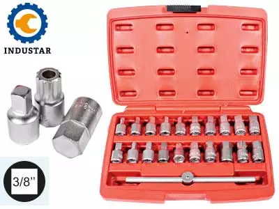 INDUSTAR ÖLJYTULPAN AVAINSARJA 3/8" 21- OSAINEN - Yleisosat ja tarvikkeet - 47171 - 1