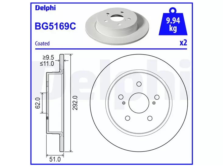 JARRULEVY DELPHI, 2 KPL / PKT, TAKA TOYOTA - Yleisosat ja tarvikkeet - 15591 - 1