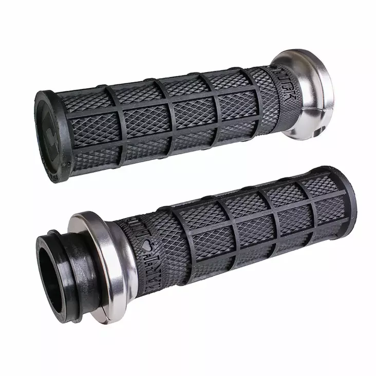 ODI Street V-TWIN Lock-On HART-LUCK Full-Waffle BLACK/Black/silver - Moottoripyörän Ohjaus & hallinta - 81001 - 1
