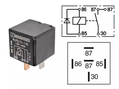 RELE 12V 40A 5-N. DIODI, 2X87 NAVAT, KORVATON - Yleisosat ja tarvikkeet - 70371 - 1
