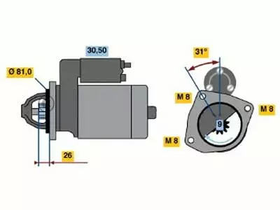 STARTTI BOSCH PSA 1896 12V 2,3KW - Yleisosat ja tarvikkeet - 75471 - 1