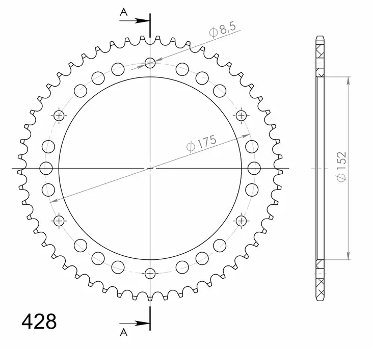 Supersprox Alu TakaratasYA WR125 Punainen 53 - Moottoripyörän Ketjut & rattaat - 101621 - 1