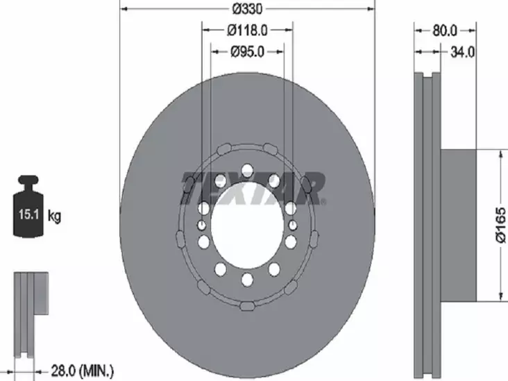 TEXTAR JARRULEVY 330MM RENAULT MIDLUM ETU - Yleisosat ja tarvikkeet - 54981 - 1
