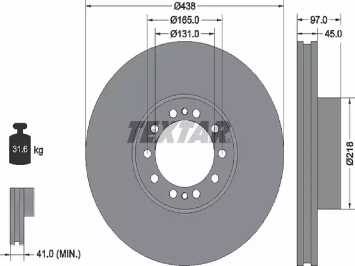 TEXTAR JARRULEVY 438MM RENAULT/SISU ETU 8T - Yleisosat ja tarvikkeet - 55181 - 1