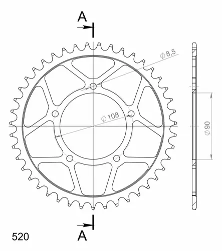 Supersprox / JT Teräs takaratas 18.43 - Moottoripyörän Ketjut & rattaat - 101751 - 1