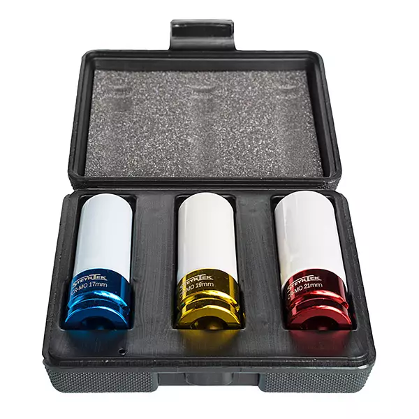 Aluvannehylsysarja 3kpl 17, 19 ja 21mm 1/2" karalla - Rengastarvikkeet - 114922 - 1