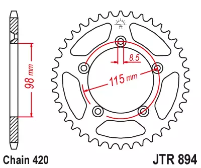 JT Takaratas Alumiini 7075 T6 Musta JTA894.46BLK - Moottoripyörän Ketjut & rattaat - 100112 - 1