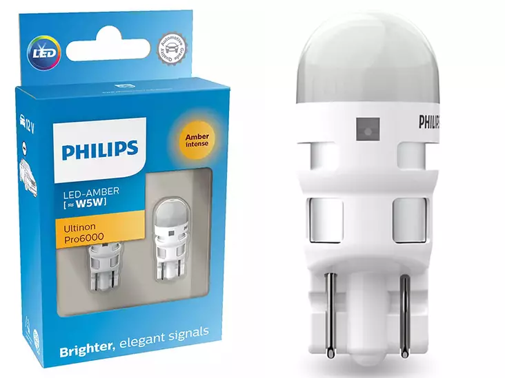 POLTTIMOPARI # PHILIPS LED T10 12V AMBER PRO6000 - Yleisosat ja tarvikkeet - 74342 - 1