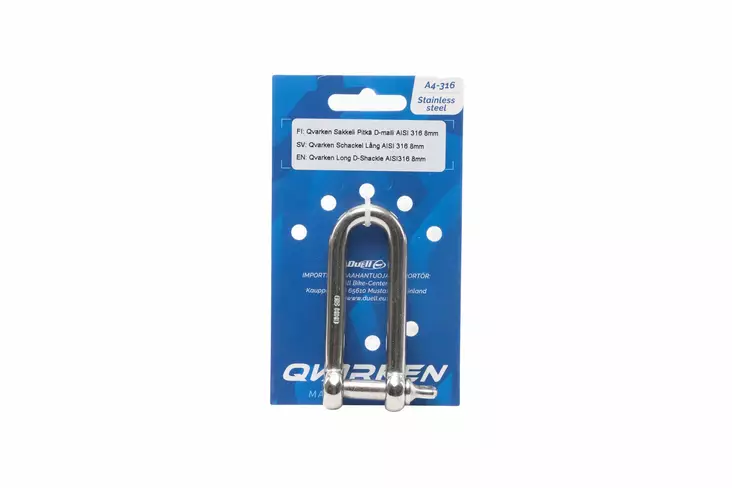 Qvarken Sakkeli Pitkä D-malli AISI 316 8mm - Veneen Karabiinit & sakkelit - 111332 - 1