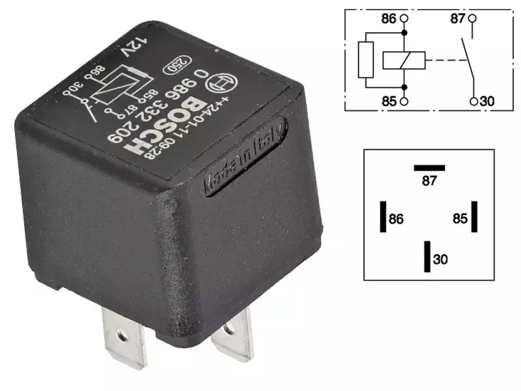 RELE 12V 30A 4-NAP., VASTUS, ILMAN PIDINTÄ - Yleisosat ja tarvikkeet - 76072 - 1