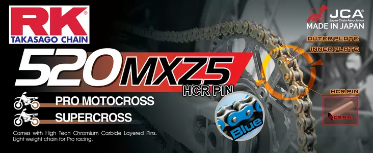 RK BB520MXZ5 Offroad Pro ketju Sininen +CL (Jousil.) - Moottoripyörän Ketjut & rattaat - 84722 - 1