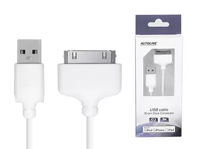 USB-KAAPELI 2M USB - 30-PIN DOCK, VALKOINEN - Yleisosat ja tarvikkeet - 46022 - 1