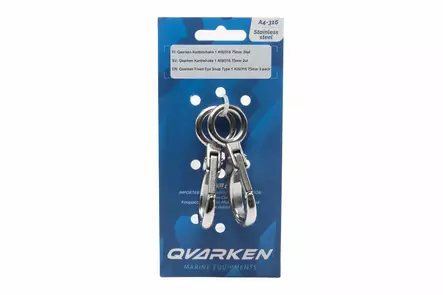 Qvarken Karbiinihaka 2 AISI316 85mm 2kpl - Veneen Karabiinit & sakkelit - 110662 - 1