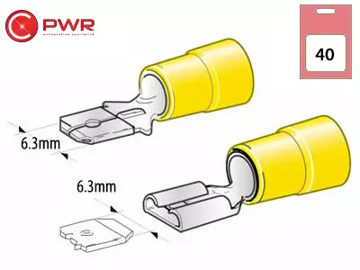 C-PWR LATTALIITTIMET KELT 6,3MM 40KPL - Yleisosat ja tarvikkeet - 42723 - 1