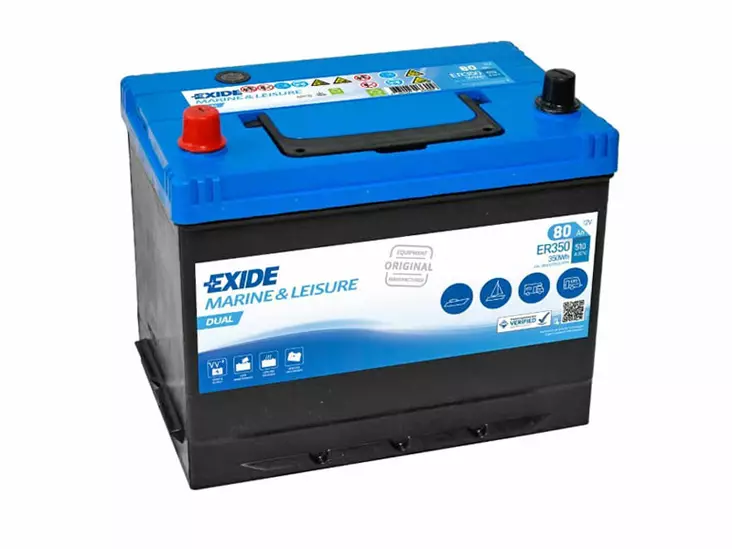 ER350 EXIDE DUAL 80AH 270X173X222 +/- 510A - Yleisosat ja tarvikkeet - 45623 - 1