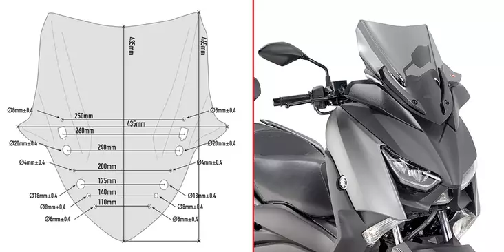 GIVI SPOILER YAM. X-MAX 300 (2017) - Moottoripyörän Tuulisuojat - 113073 - 1