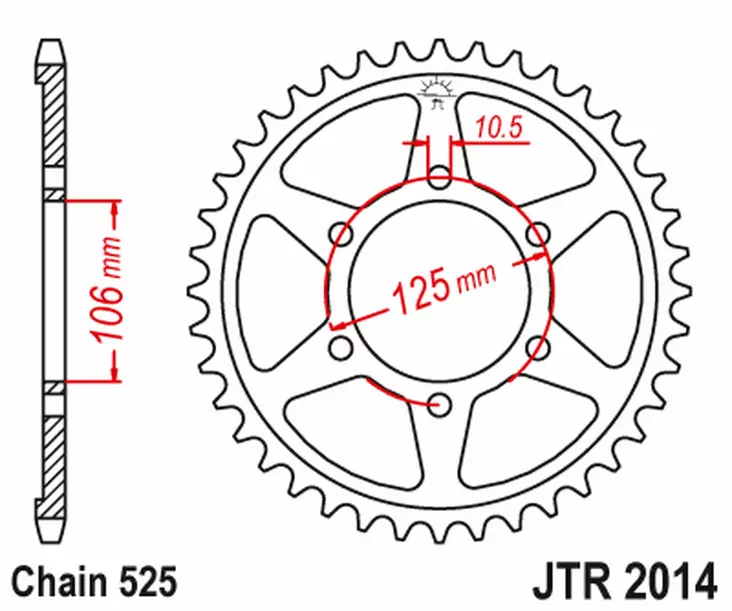 JT Takaratas ZBK - Musta Zinc JTR2014.48ZBK - Moottoripyörän Ketjut & rattaat - 79183 - 1