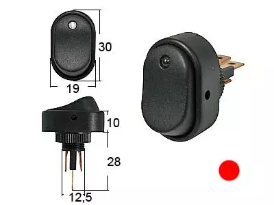 KEINUKYT.OVAL 0-1 LED PUN 12V - Yleisosat ja tarvikkeet - 53403 - 1