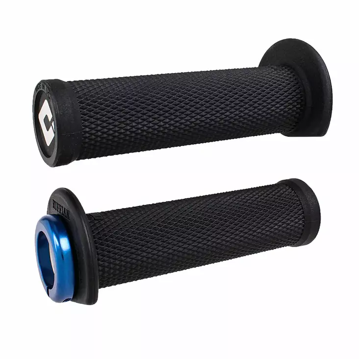 ODI (Single-Clamp) GRIPS RUFFIAN ATV/PWC - V2.1 L/O 125mm ¾ Flg Black w/Blue Cla - Moottoripyörän Ohjaus & hallinta - 81443 - 1