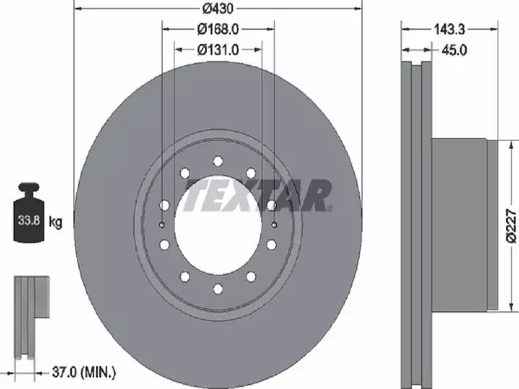 TEXTAR JARRULEVY 430MM MB ACTROS ETU - Yleisosat ja tarvikkeet - 55273 - 1