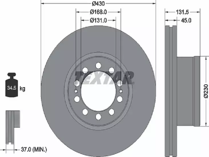 TEXTAR JARRULEVY 430MM MB MP4 ETU/TELI - Yleisosat ja tarvikkeet - 55243 - 1