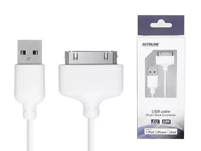 USB-KAAPELI 1,2M USB - 30-PIN DOCK, VALKOINEN =1800-0335 - Yleisosat ja tarvikkeet - 46273 - 1