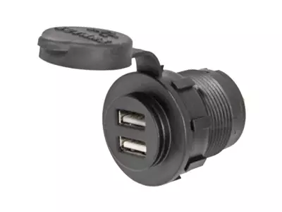 USB-RASIA HD 12/24V 5,0A/5V 2-PORTTIA MUSTA * - Yleisosat ja tarvikkeet - 46413 - 1