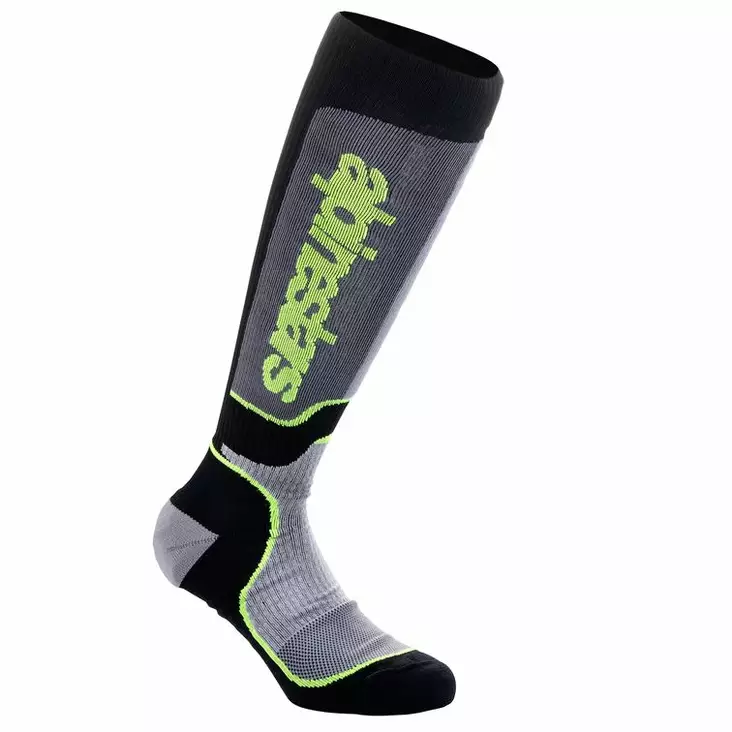 Alpinestars Sukat MX Plus Musta/Harmaa/Fluo Keltainen S - MP Polvisuojat & Sukat - 89914 - 1