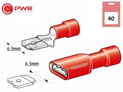 C-PWR LATTALIITTIMET PUN ERIST 6,3MM 40KPL - Yleisosat ja tarvikkeet - 42774 - 1
