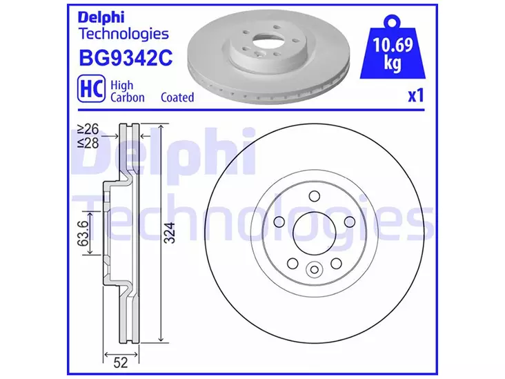 JARRULEVY DELPHI ETU, 1 KPL / PKT, VOLVO - Yleisosat ja tarvikkeet - 15194 - 1