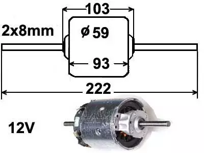 LÄM.MOOT. 12V 2X8MM/222MM - Yleisosat ja tarvikkeet - 78234 - 1