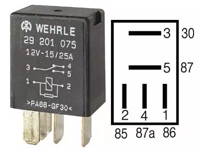 MIKRORELE WEHRLE 12V 15/25A VASTUS - Yleisosat ja tarvikkeet - 42034 - 1