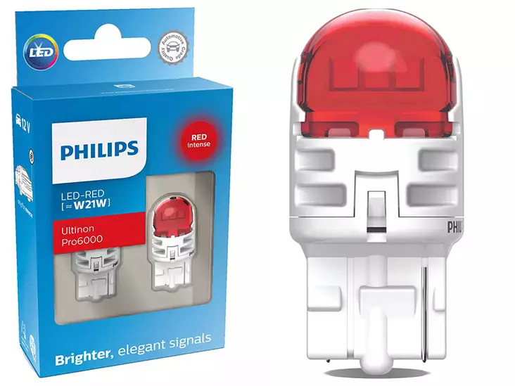 POLTTIMOPARI PHILIPS LED W21W 12V PUN. PRO6000 - Yleisosat ja tarvikkeet - 76494 - 1