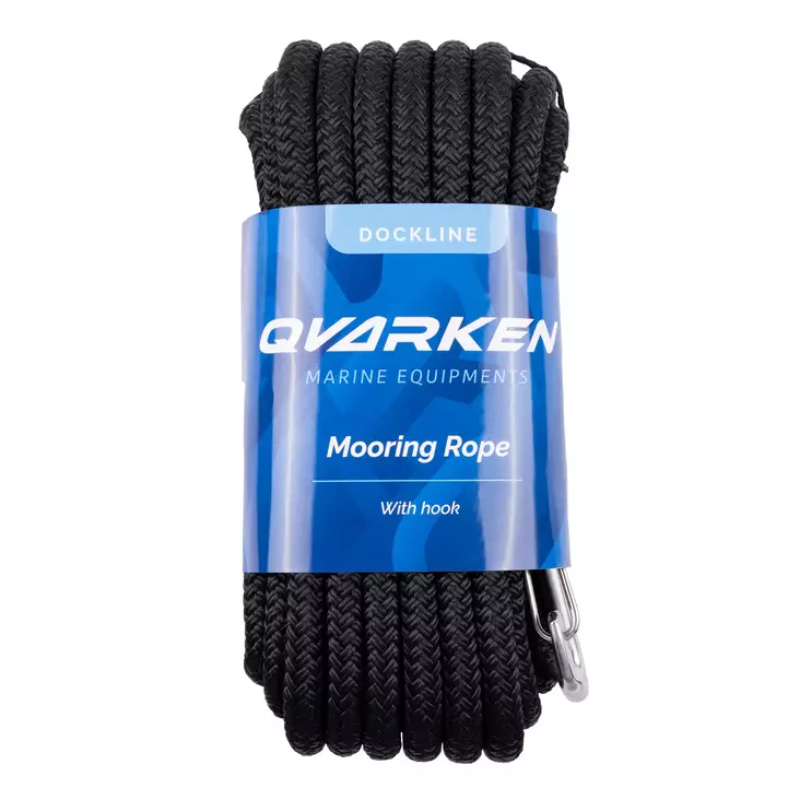Qvarken Kiinnitysköysi Dockline karbiinihaalla 10mm 3m musta - Veneen kiinnitys - 87814 - 1
