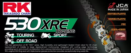 RK 530XRE XW-rengasketju +CLF(niittil.) - Moottoripyörän Ketjut & rattaat - 99304 - 1
