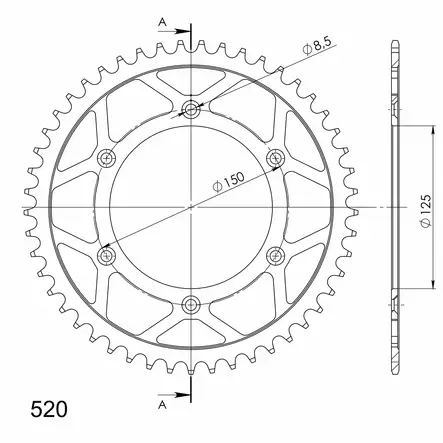 Supersprox Teräs takaratas KTM/Husqv./Husab. Musta 49 - Moottoripyörän Ketjut & rattaat - 101394 - 1