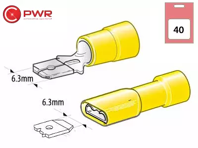 C-PWR LATTALIITTIMET KELT ERIST 6,3MM 40KPL - Yleisosat ja tarvikkeet - 41935 - 1