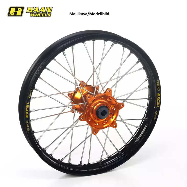 Haan wheel SX85 25-.. 16-1,85 BLACK RIM/ORANGE HUB - Moottoripyörän Täydelliset vanteet - 79505 - 1