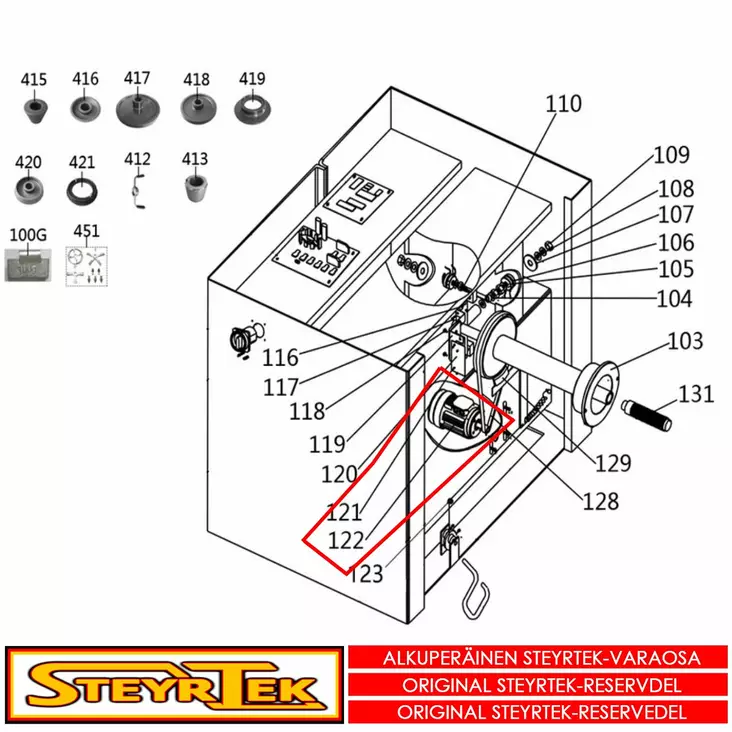 Moottori 380V/50Hz/3 PH/0.55W - Rengastarvikkeet - 115865 - 1