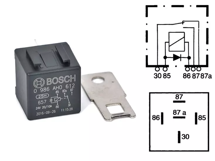 RELE 24V 10/20A 5-N, 87A DIODI - Yleisosat ja tarvikkeet - 75645 - 1