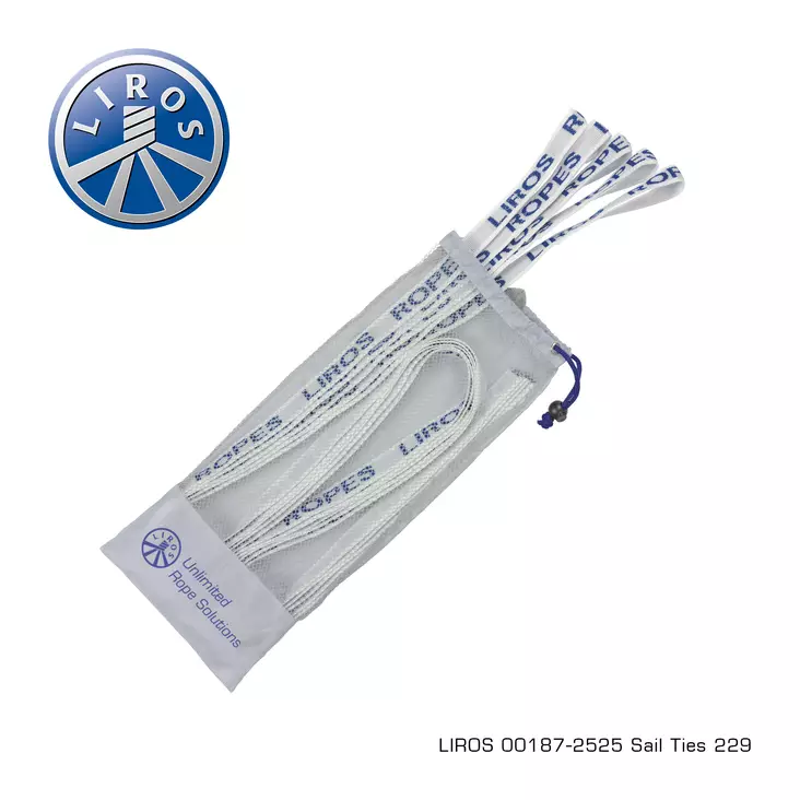 Sail Ties white 25mm x 2m LIROS Logo - Veneen Köydet - 88715 - 1