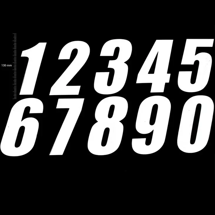 TMV Pro Digits 130mm White '8' (3pcs) - Mopon & Skootterin Kilpailunumerot & taustat - 96675 - 1