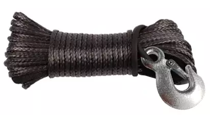 Bronco Synteettinen köysi koukullaI 6.0mm x 20m musta murtolujuus 5000kg - Mönkijän Tarvikkeet - 83875 - 1