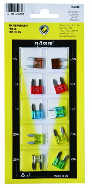 Flösser Mini fuse kit 5148xx 10 pcs - Yleisosat - Sähköosat - 94665 - 1